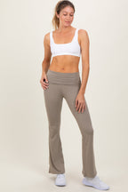 Light Olive Fold Over Waistband Flared Pants