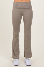 Light Olive Fold Over Waistband Flared Pants