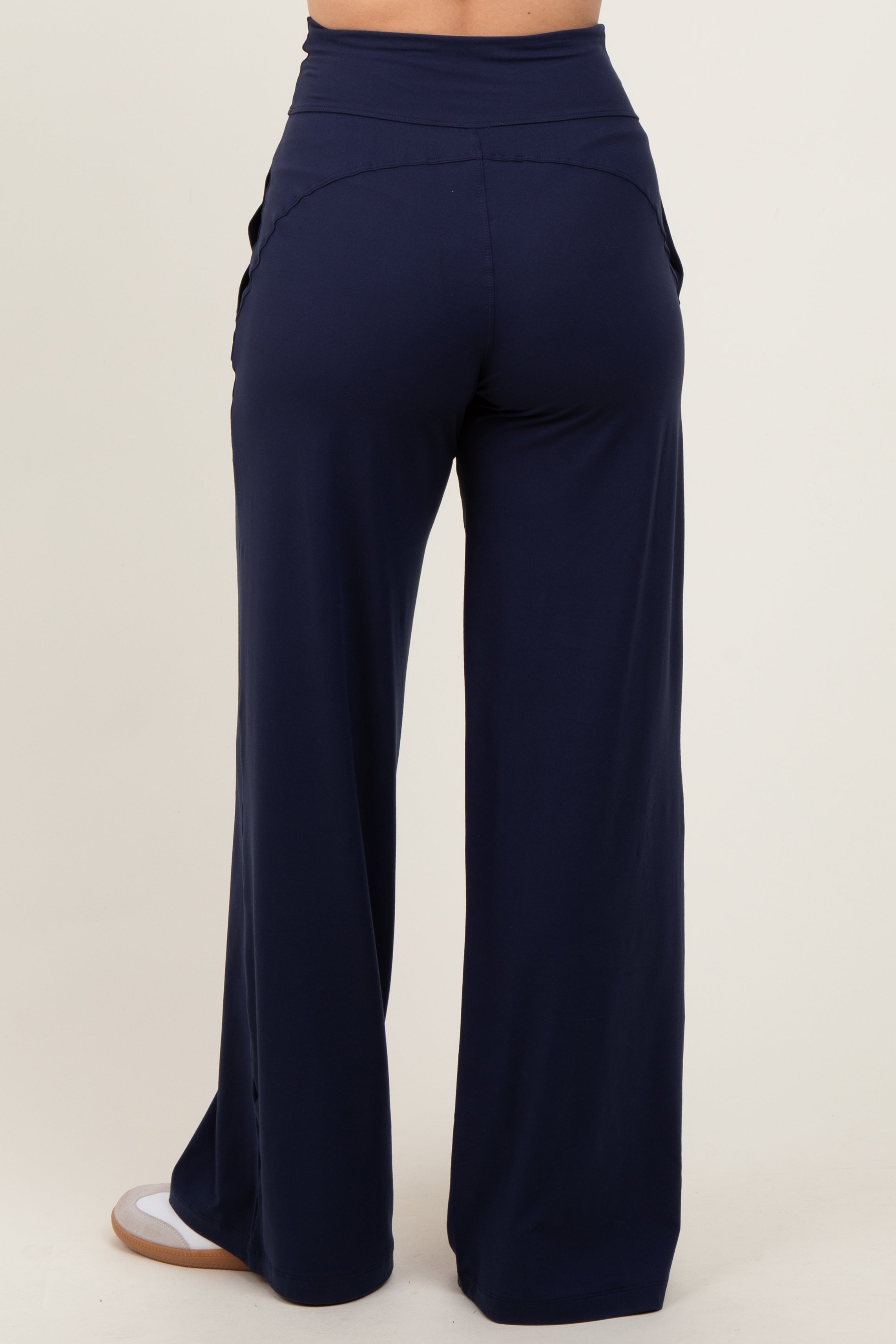 Black Crossover Waist Active Wide Leg Pant