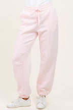 Light Pink Drawstring Relaxed Fit Sweatpants
