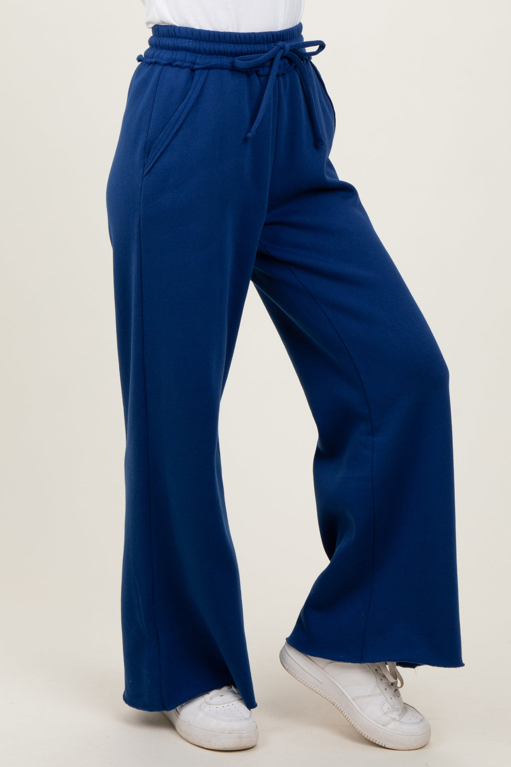 Light Navy Exposed Seam Wide Leg Sweatpants