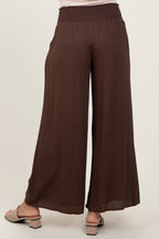 Brown Wide Smock Waist Pants