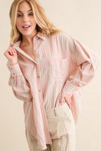Pink Stripe Oversized Button Down Shirt