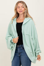 Sage Solid Terry Long Dolam Sleeve Vintage Hoodie