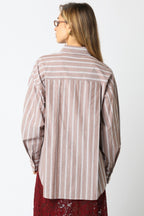 Mocha Striped Button Down Shirt