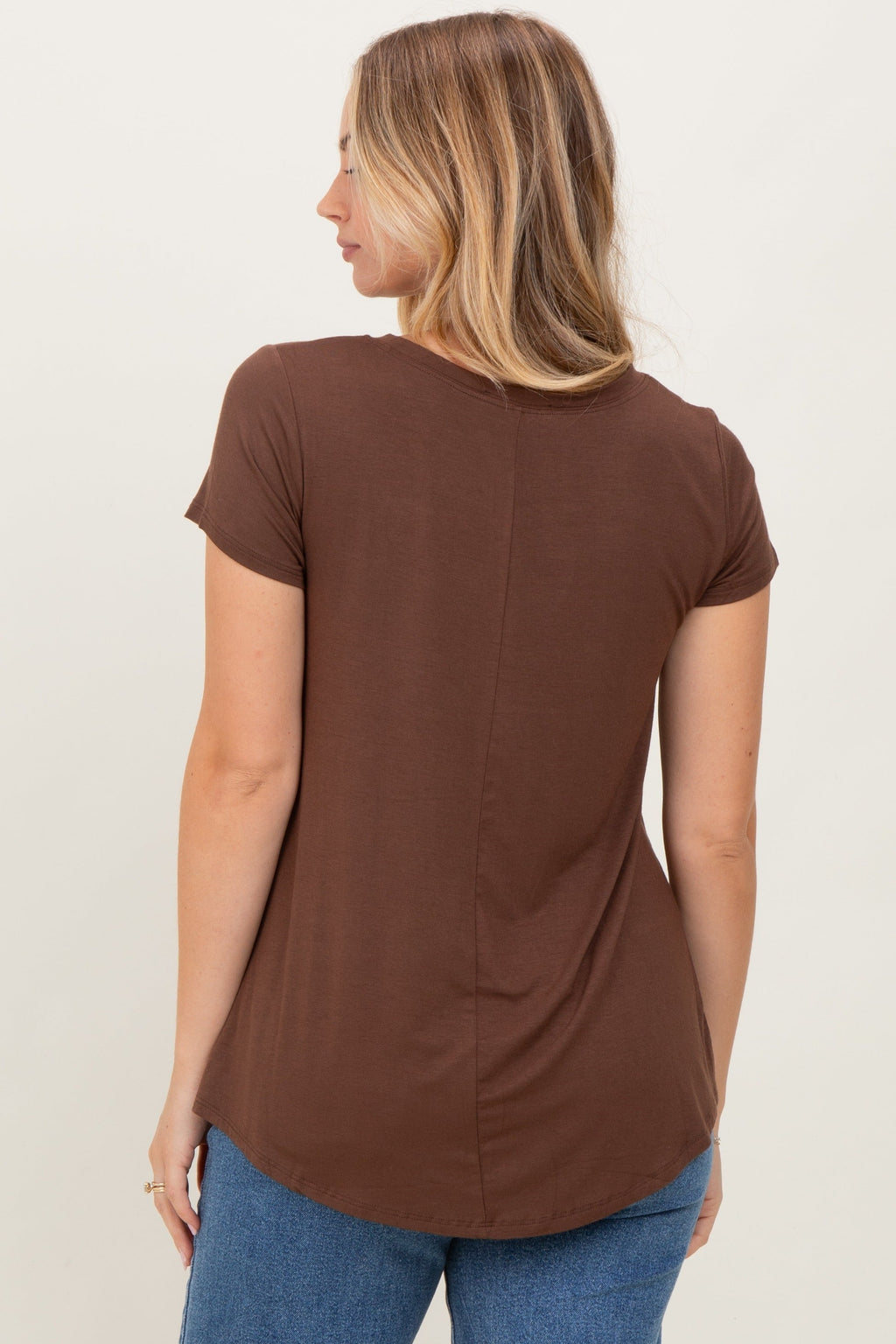 Brown Basic Short Sleeve Top