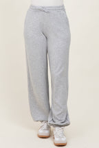 Heather Grey Scuba Drawstring Waist Relaxed Jogger Sweatpants
