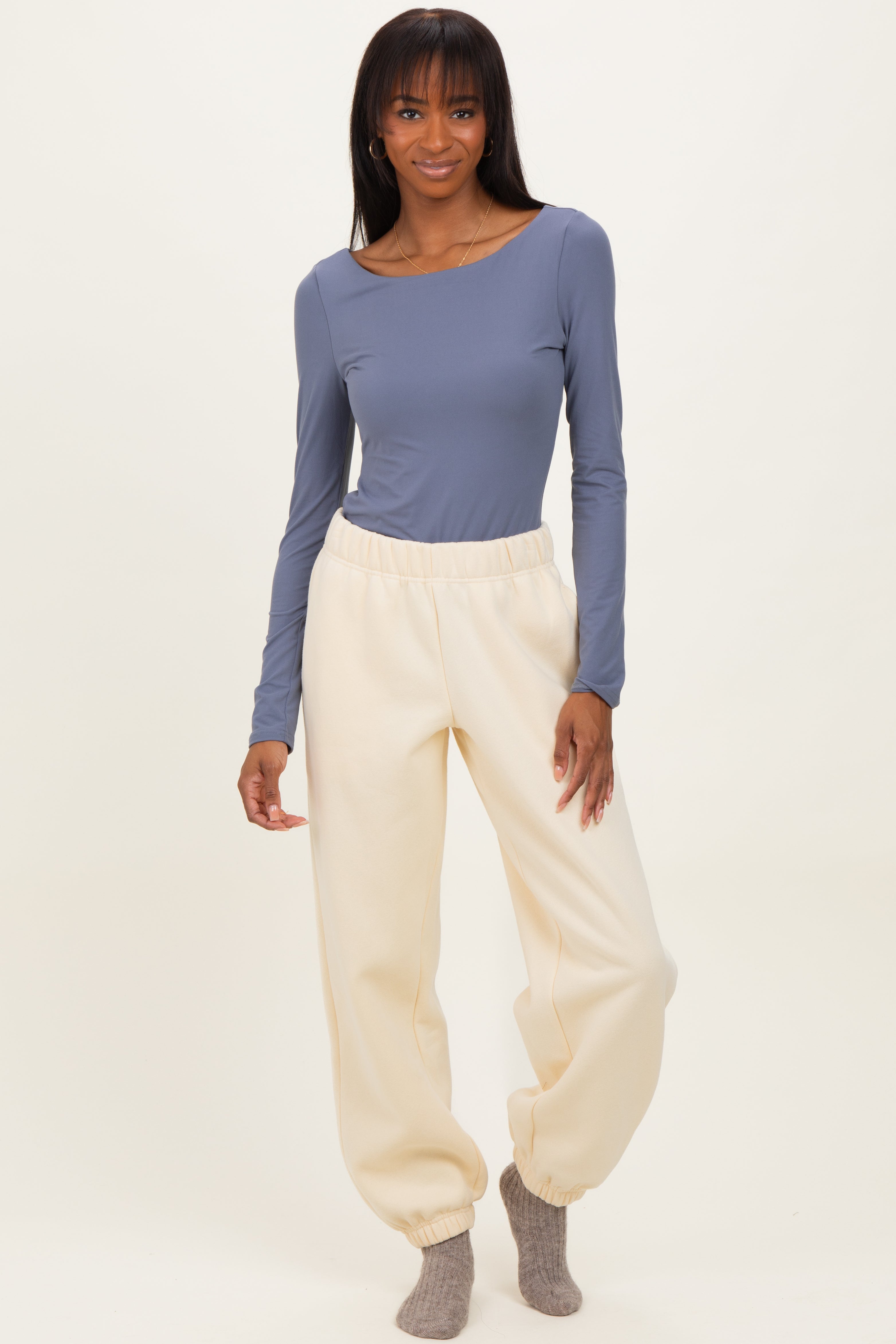Cream Fleece Sweatpants