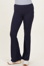 Navy Wide Fold-Over Flared Pants