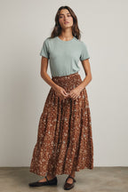Dusty Mint Ribbed Short Sleeve Curved Hem Top