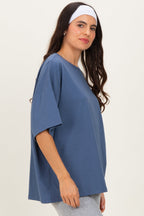 Dusty Navy Crew Neck Short Sleeve Oversized T-Shirt
