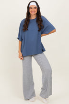 Dusty Navy Crew Neck Short Sleeve Oversized T-Shirt