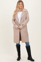 Beige Knit Long Sweater Coat