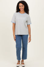 Light Blue Striped Short Sleeve T-Shirt