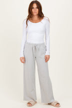 Heather Grey Striped Front Tie Lounge Pants