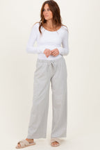 Heather Grey Striped Front Tie Lounge Pants