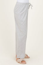 Heather Grey Striped Front Tie Lounge Pants