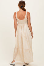 Light Yellow Floral Tiered Maxi Dress