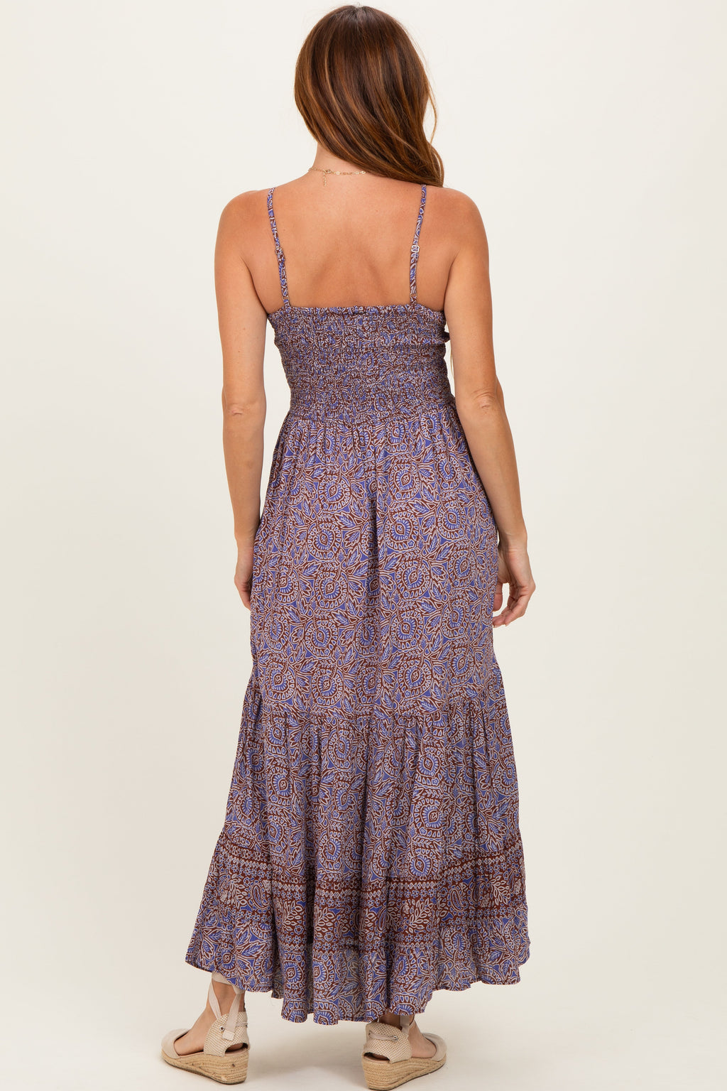 Charcoal Printed Twisted Front Maxi Dress