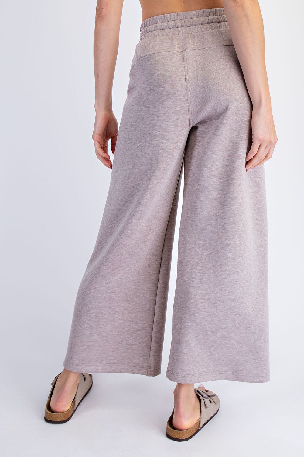 Heather Taupe Ankle Wide Leg Lounge Pants