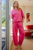 Strawberry Mineral Wash Barrel Leg Lounge Pants