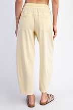 Yellow Mineral Wash Barrel Leg Lounge Pants