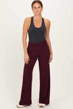 Wine Crossover Waist Active Wide Leg Pant