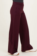Wine Crossover Waist Active Wide Leg Pant
