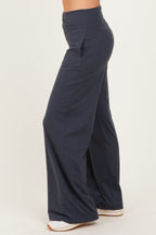Charcoal Crossover Waist Active Wide Leg Pant