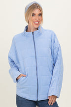 Sky Blue Oversized Quilted Jacket