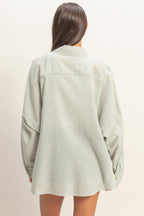 Olive Oversized Striped Button-Up Shirt