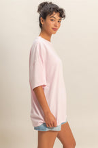 Soft Pink Oversized Mineral Wash T-Shirt