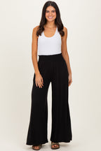 Black Smocked Waist Wide Leg Pants