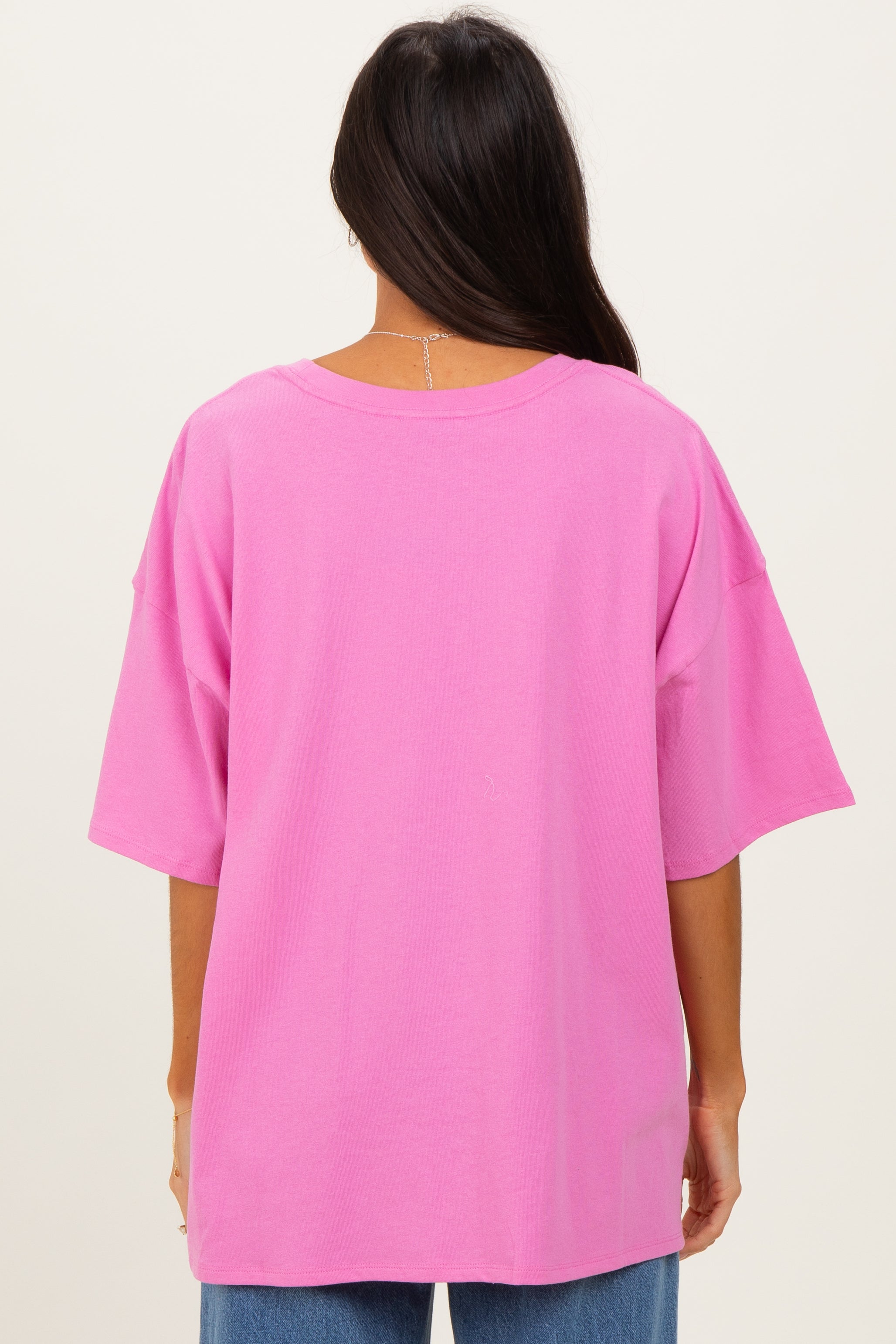Candy Pink Cotton Oversized Tee