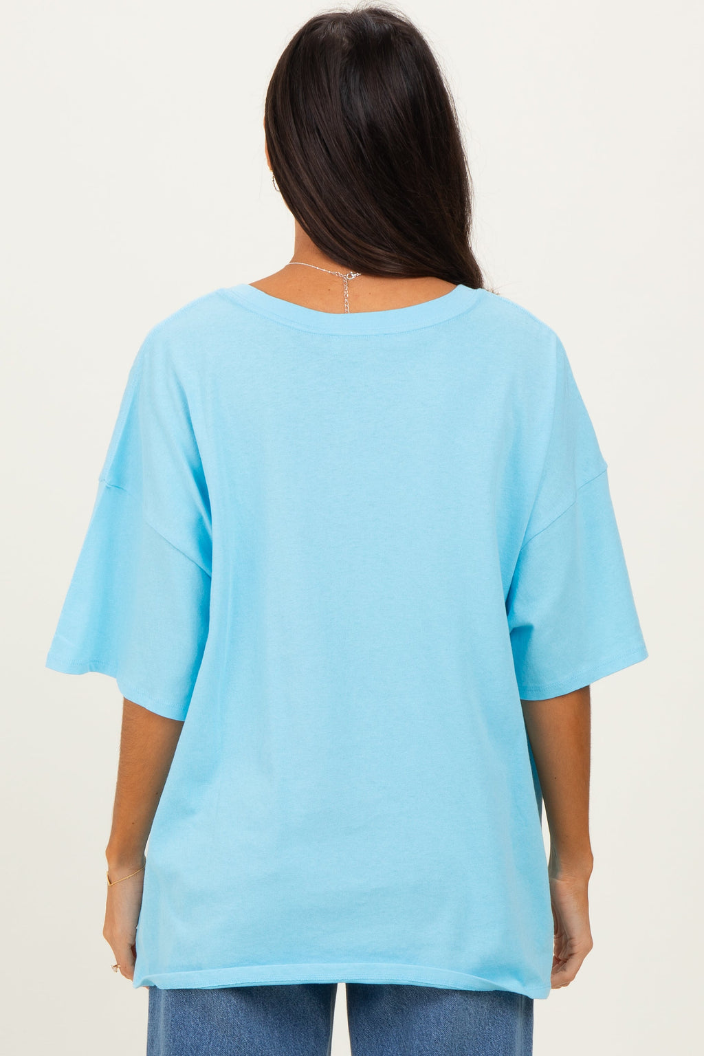 Sky Blue Cotton Oversized Tee