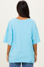 Sky Blue Cotton Oversized Tee
