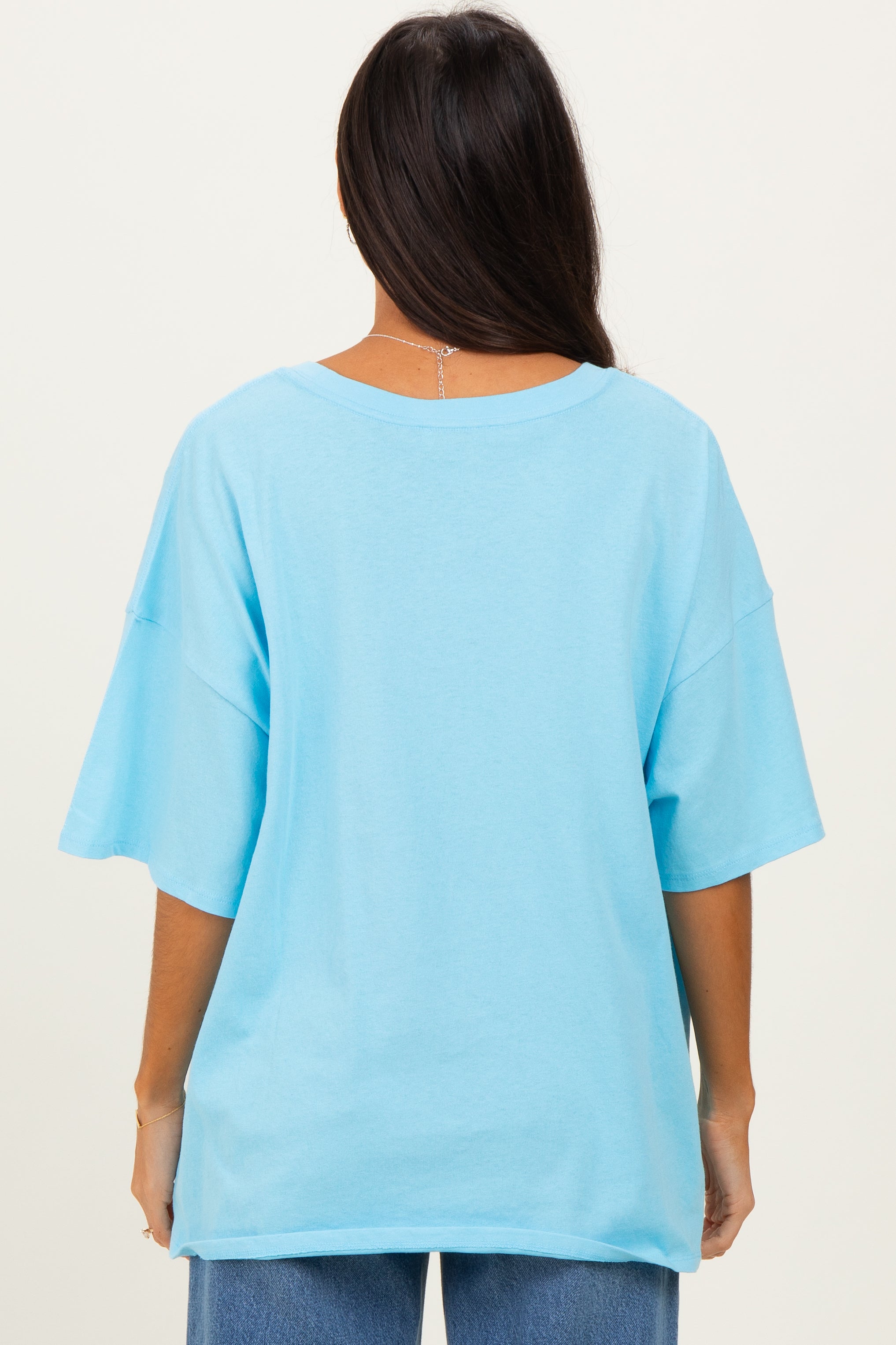 Sky Blue Cotton Oversized Tee