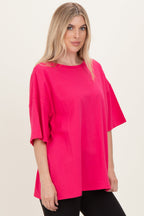 Hot Pink Cotton Oversized Tee