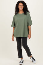 Light Olive Cotton Oversized Tee
