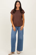 Brown Rolled Short Sleeve Tee