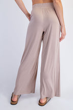 Beige Ankle Wide Leg Pants