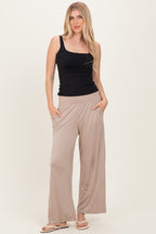 Beige Ankle Wide Leg Pants