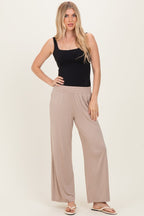 Beige Ankle Wide Leg Pants