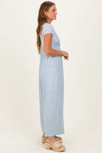 PinkBlush Light Blue Draped Nursing Maxi Dress