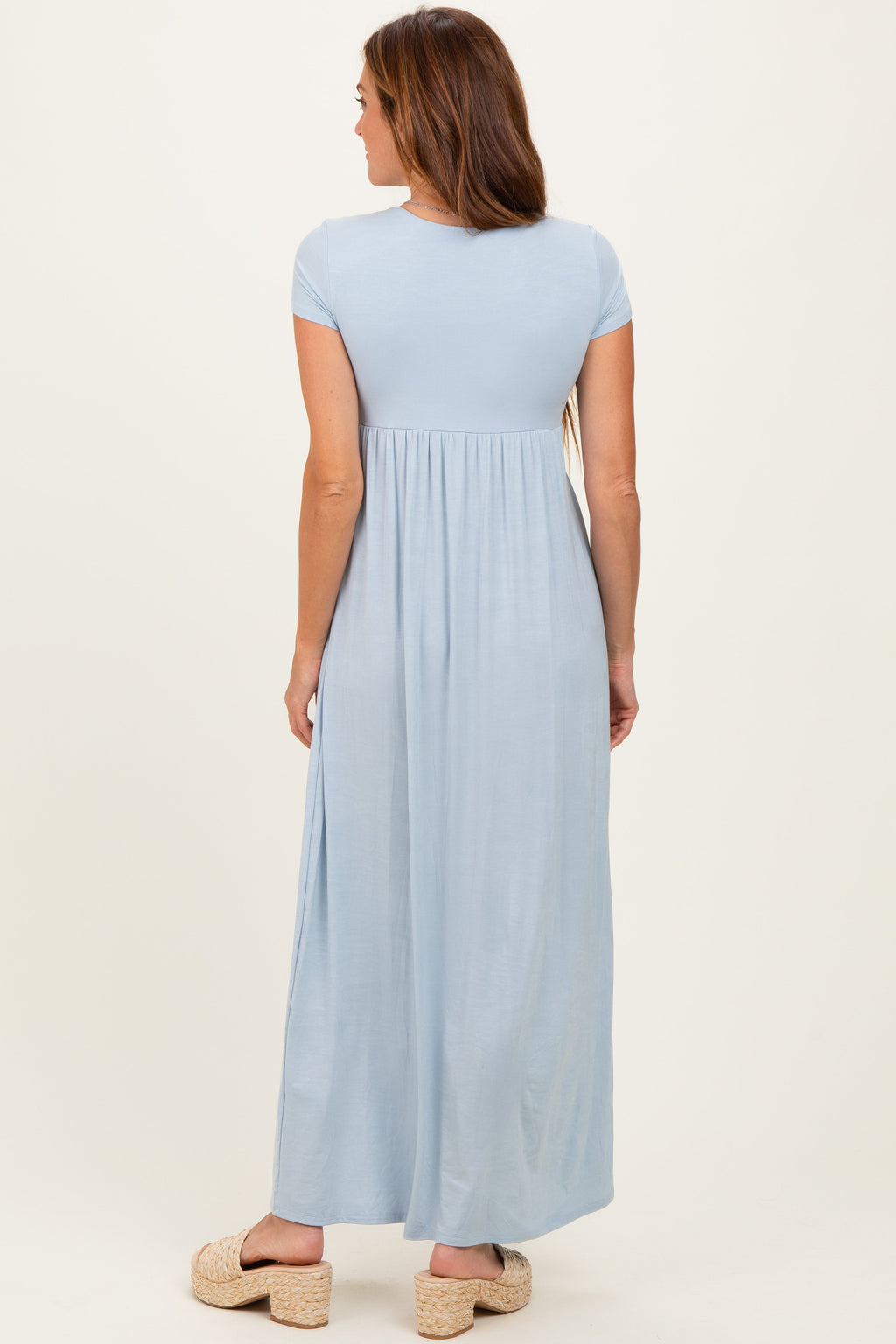 PinkBlush Light Blue Draped Nursing Maxi Dress