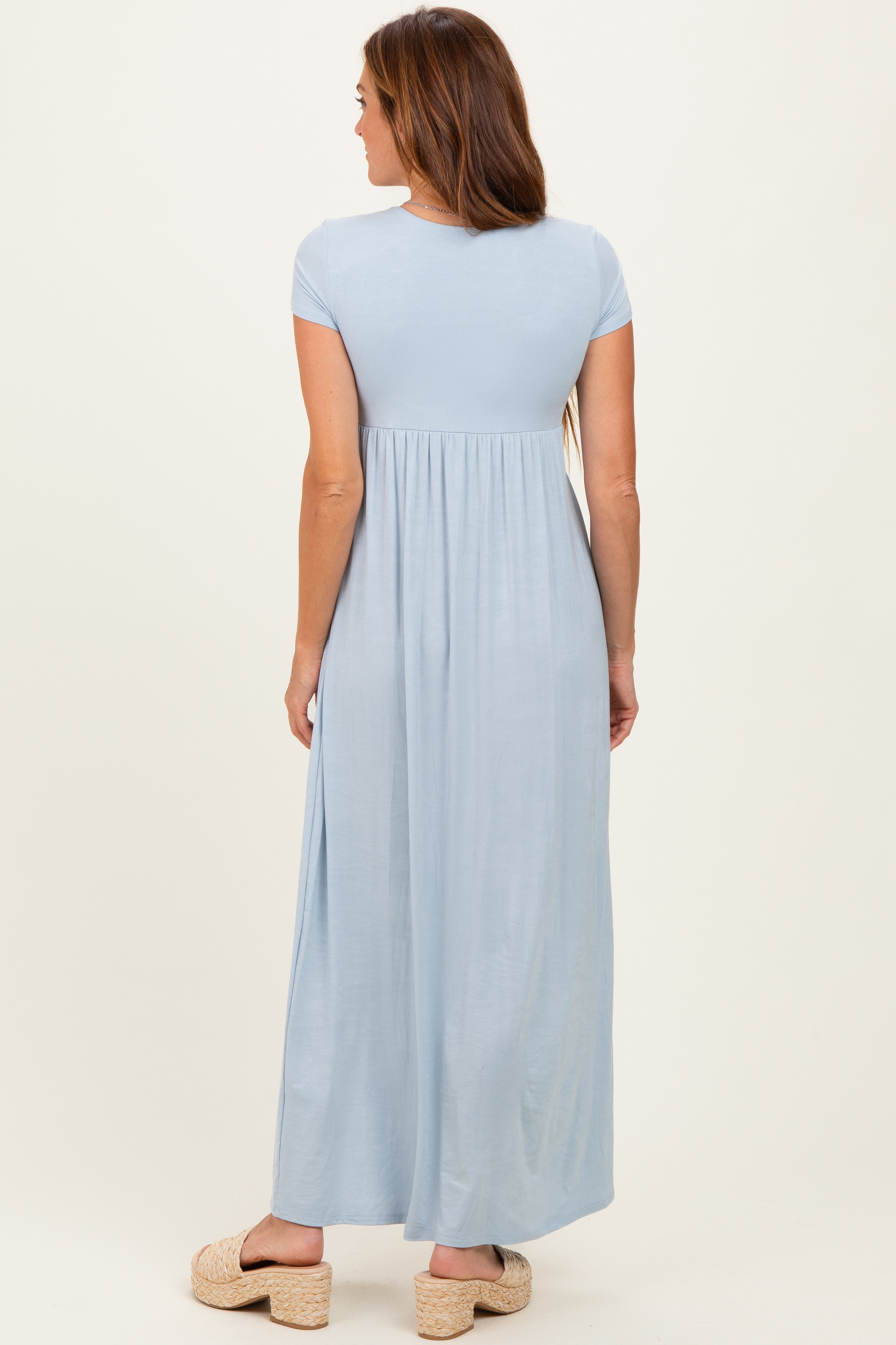 PinkBlush Light Blue Draped Nursing Maxi Dress