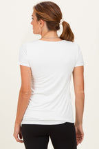 White Short Sleeve Scoop Neck Knit T-Shirt