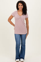 Taupe Ribbed Sweetheart-Neckline Top