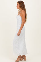 White Floral Lace Cutout Maxi Dress