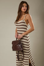 Mocha Knit Striped Sleeveless Dress